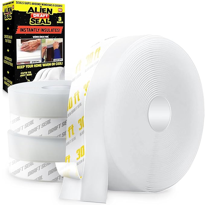 Alien Draft Seal Weather Stripping Door Seal – Longer 64ft (3 Rolls) Silicone Door Bottom Draft Stopper Tape