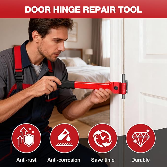 Vdsfand Door Hinge Adjustment Tool Multi-Size Hinge Gap Adjusting Wrench Kit Heavy Duty Door Hinge Repair Tool for Residential and Commercial Use