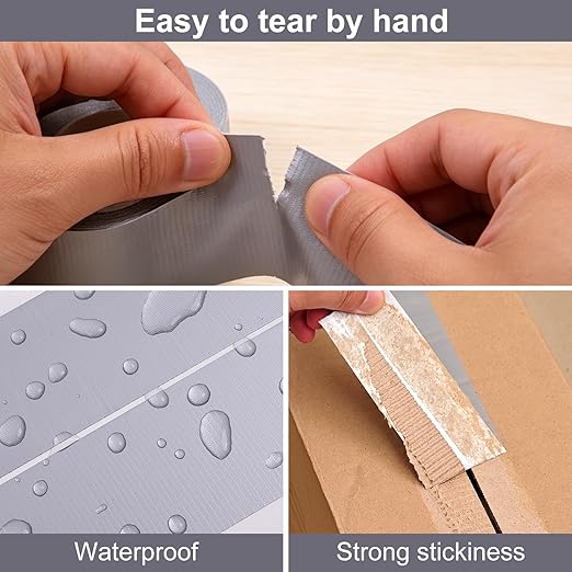 3-Pack Duct Tape Heavy Duty, 9 Mil Thickness, 2 Inch x 30 Yards, Waterproof Strong Adhesive, Flexible,No Residue, Tear by Hand, Multi-Use for Repairs, DIY, Industrial & Home (Silver)