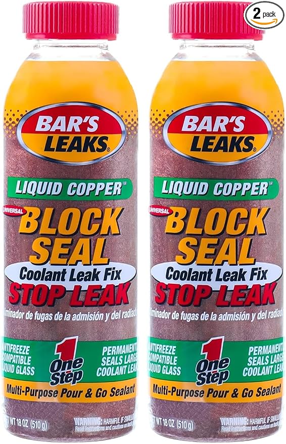 Bar's Leaks 1109 Block Seal Liquid Copper Intake and Radiator Stop Leak - 18 oz. (Pack of 2)