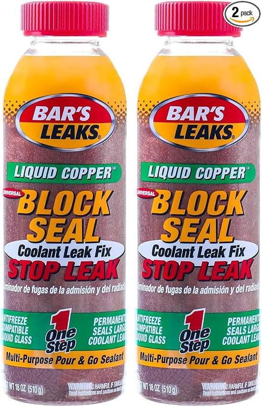 Bar's Leaks 1109 Block Seal Liquid Copper Intake and Radiator Stop Leak - 18 oz. (Pack of 2)