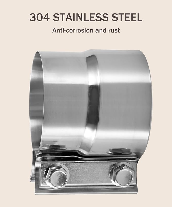 Bylikeho Exhaust Lap Joint Clamp - Stainless Steel Sleeve Couplers (2.75", 3", 3.5", 4", 5") for Exhaust System Pipe Tubing Connection