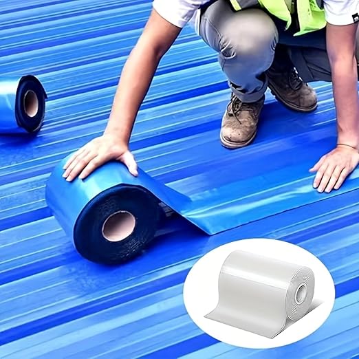 Waterproof Sealant Tape Self Adhesive Rubberized Asphalt Tape for RV Roof Metal Roof Corrugated Roof Leak Repair UV Resistant Heavy Duty Waterproofing Membrane(Silvery, 196.85 in X 11.81 in)