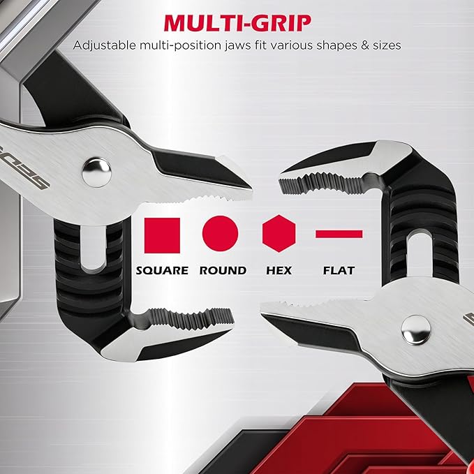 2-Piece Groove Joint Pliers Set, 10" & 8" Adjustable Water Pump Pliers, Straight Jaw Tongue and Groove Pliers with Non-Slip Handles for Plumbing, Pipe Fittings, Nuts, Bolts and Home Repair