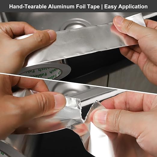 Aluminum Foil Tape, 3.2mil Thick, 2" Width x 33 Yards (99ft), Residue-Free, High Temperature Resistant (-20°C to 180°C), Waterproof for HVAC Duct, Metal Repair & Insulation
