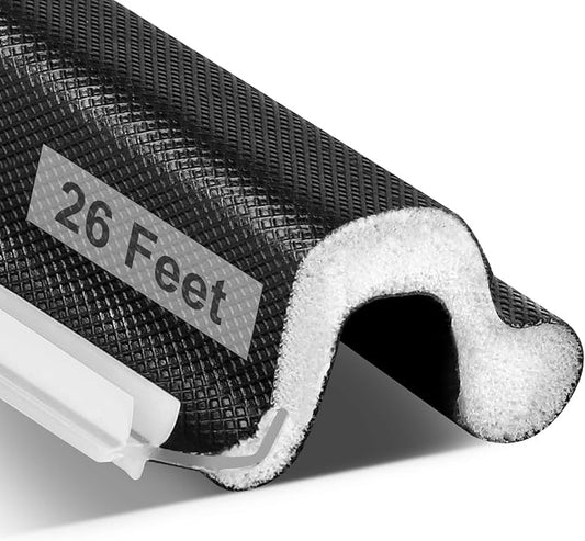 Door Weather Stripping, Kerf Weather Stripping for Doors with Groove,Weather Stripping Door Seal for Large Gap and Easy Installation(26, Black)