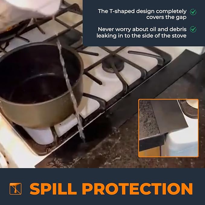 SEVCHY Silicone Stove Gap Covers (2 pack), Oven Gap Filler, Heat Resistant Stove Gap Filler, Seal Gap between Stovetop and Counter, Easy Clean (30 inch, Black)
