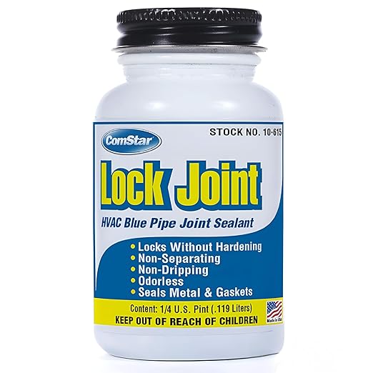 Lock Joint Blue Pipe Joint Sealant,1/4 Pint, Leak-Proof NPT Thread Connections, Works on Metal & Plastic Pipes, High Temperature & Pressure Resistant, Lubricates & Seals Gaskets (10-615)
