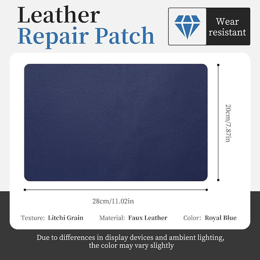 Fadoub Leather Repair Patch Tape Self-Adhesive, 8x11In Heavy Duty Vinyl Patch, Leather Repair Kit for Furniture, Sofa, Couch, Office Chair, Car Seat, Car Interior(Blue)