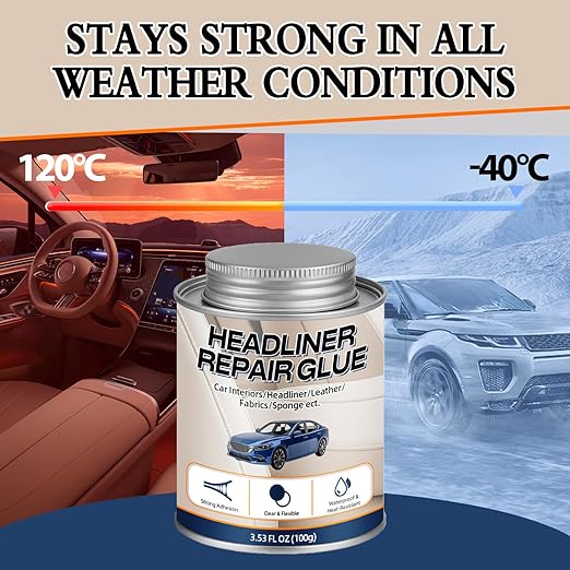 Car Headliner Glue, Upholstery Adhesive, Strong Automotive Interior Glue with Brush, Transparent Repair, Suitable for Fabric and Leather, 3.53OZ