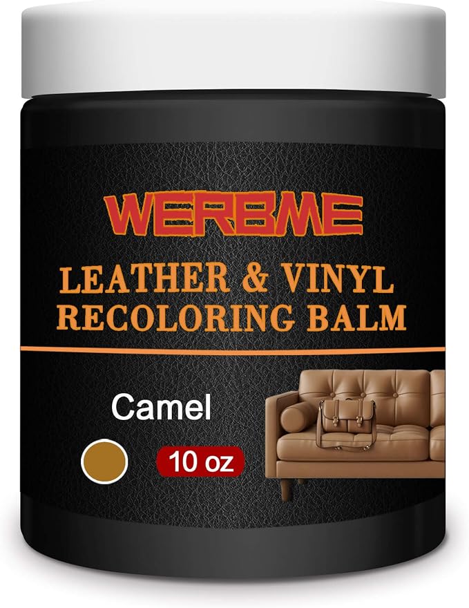 Leather Recoloring Balm & Color Restorer, Camel, 10 OZ | Restore Faded Leather Color, Cover Scratches & Scuffs. Easy DIY Application for Furniture, Sofa, Car Seats, Bags & Shoes