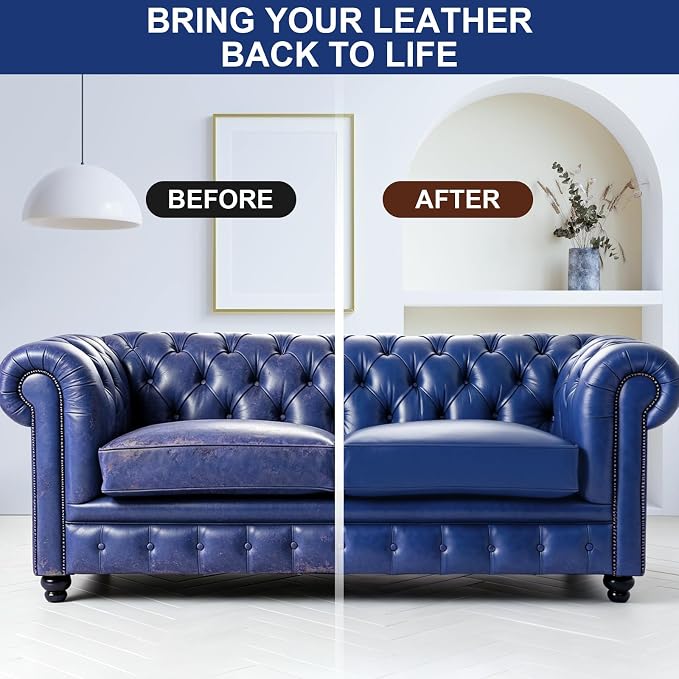 STARTSO WORLD Leather Recoloring Balm, Navy Blue Leather Repair Kit for Furniture, Leather Dye, Leather Color Restorer for Couches, Leather Couch Paint | Repair, Restore & Renew Old, Faded Leather