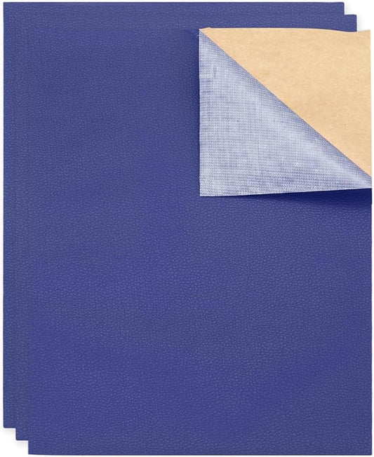 MECCANIXITY 3 Pcs Leather Repair Patch 10"x12" Self-Adhesive Leather Vinyl Repair Tape Kit for Furniture Couches Sofa Chair Car Boat Seats Jackets, Bright Blue