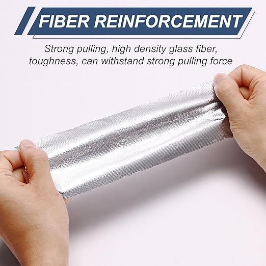 Fiberglass Aluminum Foil Tape 6 Inch x 66 Feet (5.9mil) – Heavy Duty HVAC Metal Tape,High Temp Waterproof Insulation Adhesive for Ductwork, Furnace, Dryer Vent, AC, Pipe Sealing & Repair