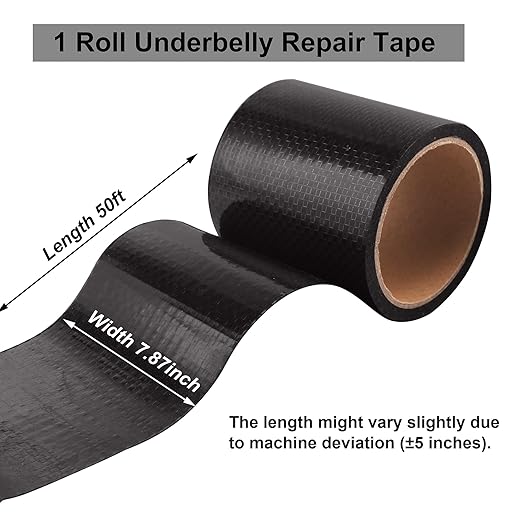 PlusRoc RV Underbelly Material RV Underbelly Tape Waterproof Flex Belly Tape with Permanent Sealing Adhesive for Mobile Home, Camper Travel Trailer, Tear Repair Patch(7.87'' x 50')