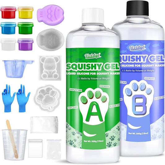 Silicone for Taba Squishy kit for Adult Hobby, 36oz Fast Cure Liquid Silicone Squishy Maker with 1:1 AB Ratio, Super Soft Silicones Rubber Making Kits for Cat Paw, Snapper, DIY Stress Relief Gifts