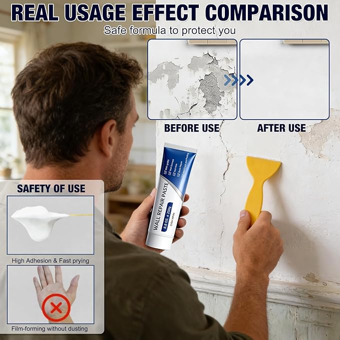 Drywal Repair Kit, 2 Pack Wall Mending Agent, Wall Patch Repair Kit with Scraper,Multi-Functional Drywall Patch Paste Repair Kit,Simple Filling of Wall Holes＆Efficient Crack Repair