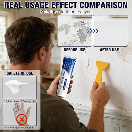 Efficient Drywall Patch Repair Kit with Scraper, 2026 New Quick Drying Wall Mending Agent White Spackle Wall Repair Paste Wall Repair Agent Tile Gap Fille for Holes & Cracks Nail Holes