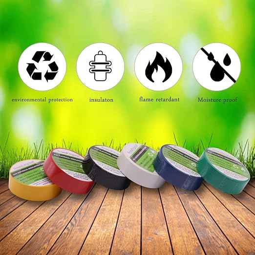 Electrical Tape Colors 6 Pack 0.7-Inch by 30 Feet, Voltage Level 600V Dustproof, Adhesive for General Home Vehicle Auto Car Power Circuit Wiring Multicolor | UL$CSA Certified