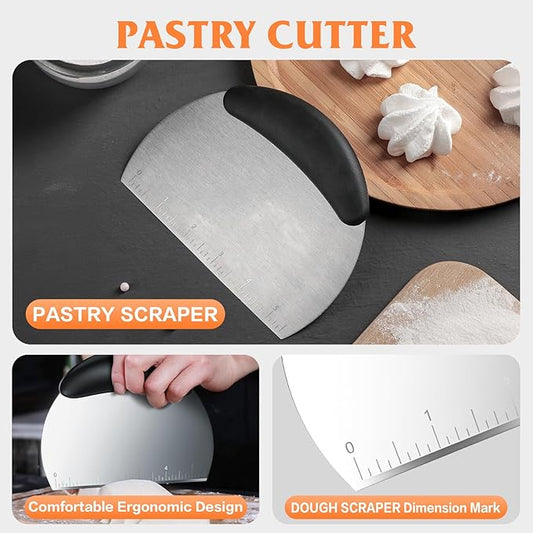 Pastry Cutter Biscuit Cutter Dough Cutters, Stainless Steel Butter Pastry Cutter Tool, Pastry Blender Baking Dough Tools, Round Biscuit Cutters, Sturdy & Long-Lasting, Gift Package (3 Pcs/Set)