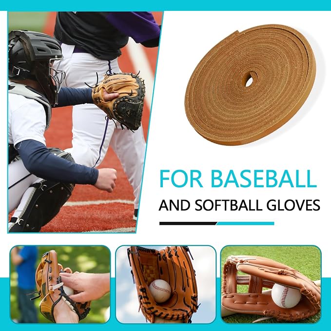 Baseball Glove Lace, Mitt Lace Repair Kit Softball 2 Leather Laces and 2 Lacing Needles for Catcher's Glove