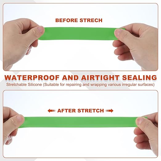 uxcell 2 Pcs Self Fusing Silicone Tape, 1" x 10ft Waterproof Water Leak Sealing Tape for Plumbing Pipe Hose Repair Handles, Green