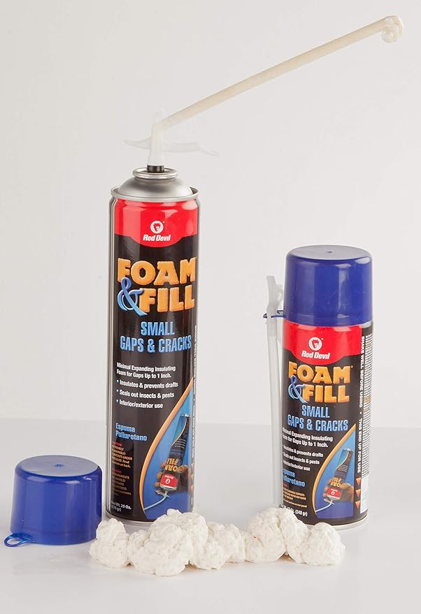 Red Devil 0920 Spray Foam & Fill Small Gaps & Cracks Expanding Insulation, Polyurethane Sealant, 20 oz, Off-White, Pack of 1