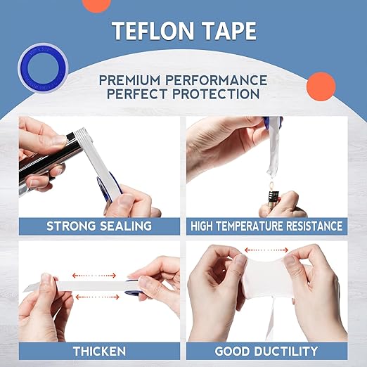 Teflon Tape,PTFE Plumbers Tape,for Sealing,Plumbing,Sealant,Thread Seal for Shower Head,Water Pipe,Prevent Leakage,(1 Roll,1/2 Inch X 520 Inches).