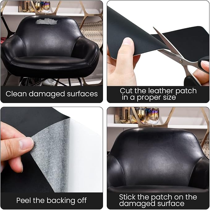 Tenalleys 2 Pcs Leather Repair Patch 8x11 inch Self Adhesive Couch Patch, PU Leather Repair Kit for Sofas Car Seats Bags Furniture