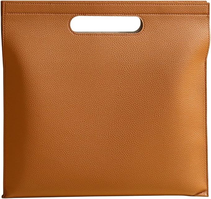 Premium PU Leather Waterproof File Folder & File Jackets & File Pockets Easy to Clean Document Organizer, Multi-Color Options, 13.34x12.56in, Ideal for Students & Professionals(Brown)