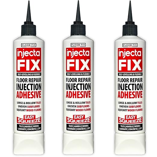 Floor-Fix Pro Eeasy Squeeze 10.1 Fl Oz - Extra Strength - Fix Loose & Hollow Tiles, Squeaky Wood & Laminate - Includes Built in 5/64” Syringe Tip - Adjustable to 5/64. No Sealant Gun Required (3)