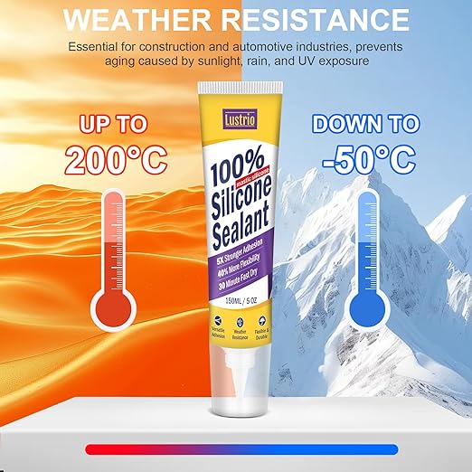 No Caulking Gun Needed – 5oz Silicone Sealant, 100% Waterproof & Flexible Adhesive Caulk, UV Weather Resistant for Kitchen Bathroom Shower Window Auto, Crack Proof Sealant Tube (Black)