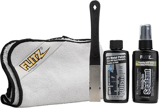 Flitz Knife Restoration Kit - USA-Made All-in-One Knife Cleaner & Restoration Tools - Includes 1.76oz Polish, 1.7oz Ceramic Sealant, Diamond Sharpener, & Microfiber Cloth - Rust Remover for Knives