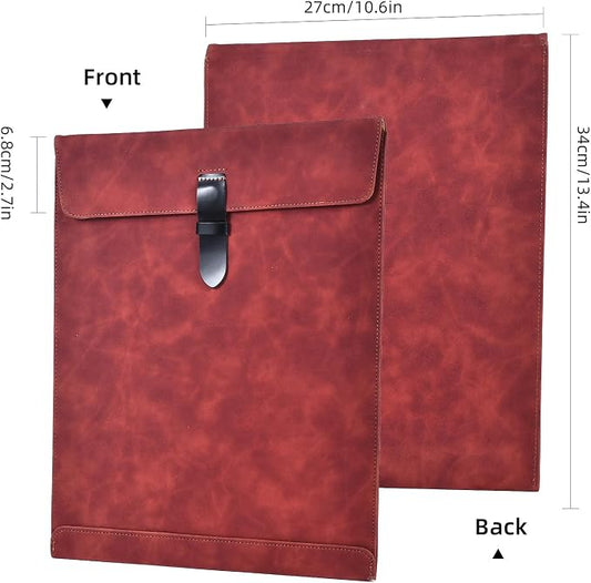 Black PU Leather File Folder, Snap Closure File Organizer, Document Organizer, Laptop Sleeve Notebook Case, A4 Envelopes Filing Folder