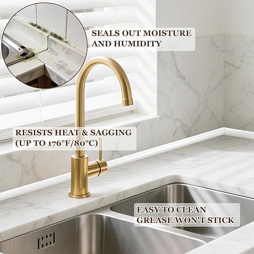 Flexible Quarter Round Molding (19 Inch) - Waterproof Self-Adhesive Silicone Trim for Floor Gaps & Bathtubs, Easy No-Tool Installation, Paint-Free Gap Cover