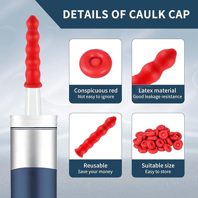 Zonon 50 Pieces Caulk Cap Caulk Saver Finishing Tool Tube Covers Tube Caps for Sealing and Preserving, Red