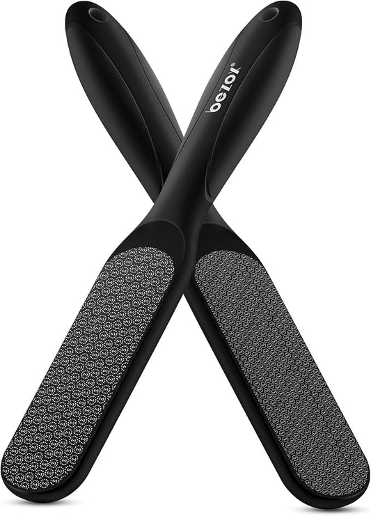 BEZOX Double-Sided Glass Foot File Callus Remover(1 PCS), Foot Scrubber for Dead Skin, Smooth Feet Pedicure Tools for Feet, Pumice Stone for Feet, Heel Scraper for Cracked Heels - Black