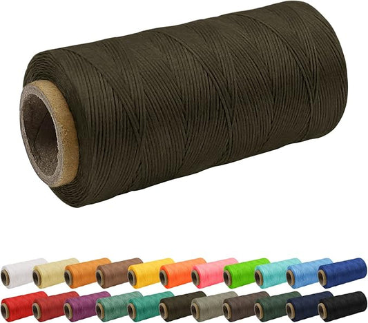 JeogYong 1mm Waxed Thread, 284 Yards 150D Flat Leather Sewing Thread, Hand Sewing Waxed Cord for Leather Craft, Bookbinding, Shoes Repairing (Army Green)