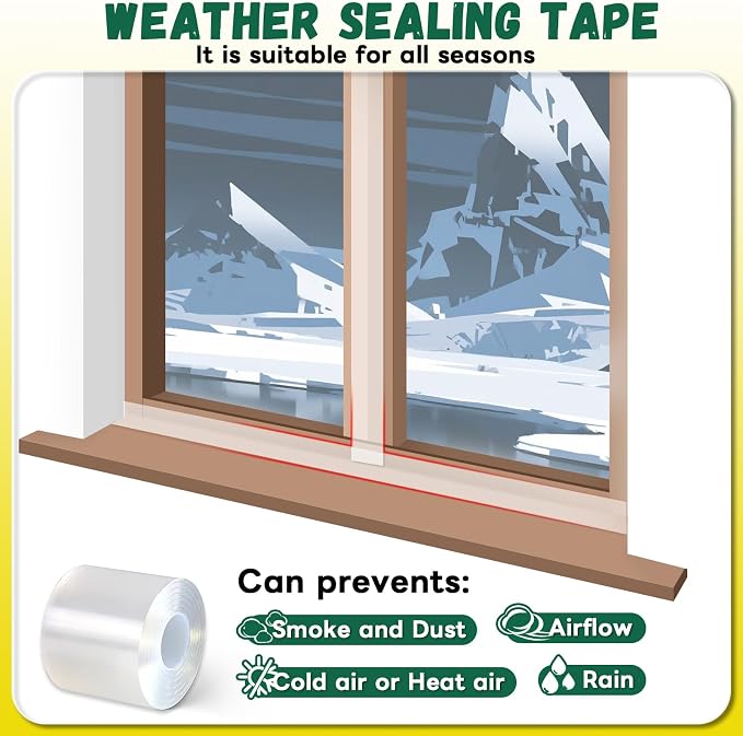 Window and AC Insulation Sealing Tape for Frame Draft, 2 inch X 33 FT