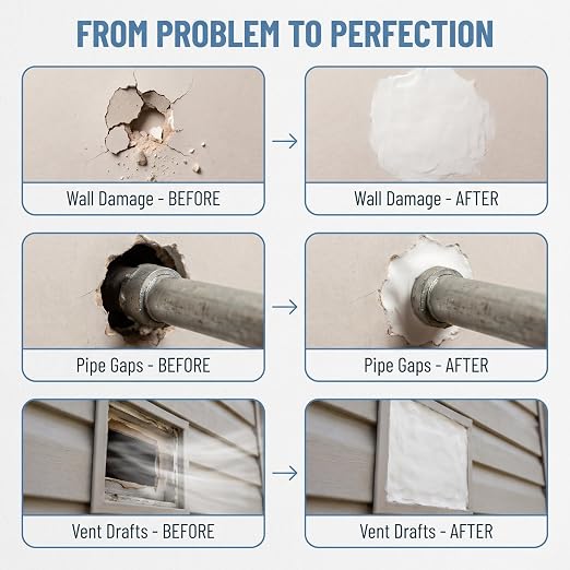 4Pack Upgraded Moldable Sealant Clay, Fast Drying Formula - Sealant Mastic for Pipe Repair, Wall Hole Filling, Drain Connection and Air Conditioner Hole Sealing
