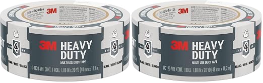 3M Multi-Use Colored Duct Tape White, 1.88 Inches by 20 Yards, 3920-WH, 1 Roll (Pack of 2)