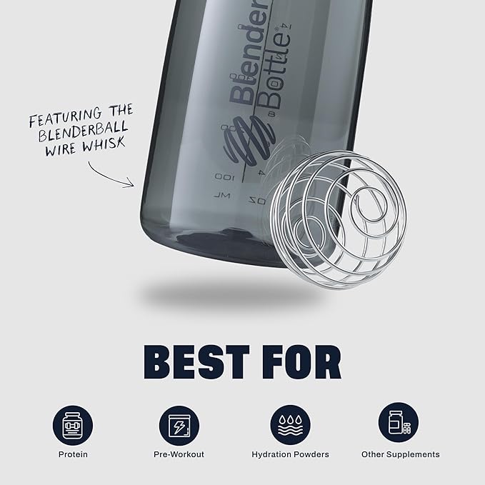 BlenderBottle SportMixer Shaker Bottle Perfect for Protein Shakes and Pre Workout, 28-Ounce, Plum