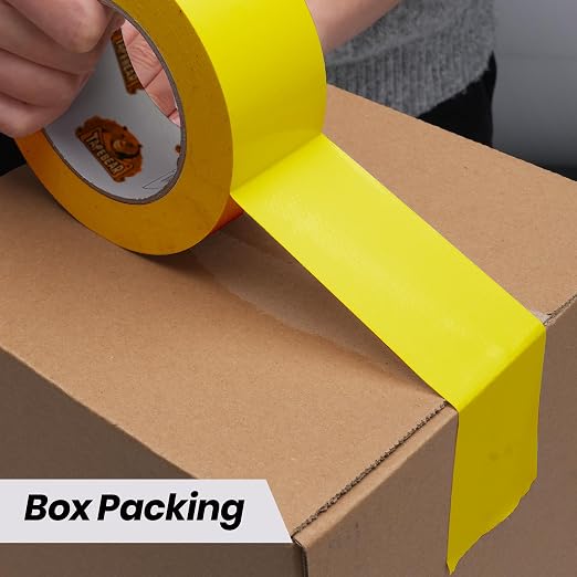 TAPEBEAR Yellow Duct Tape Heavy Duty 1.88" x 60FT, Strong Tough Utility Ducting Tape Waterproof, No Residue, Flexible, Hand Tear Binding Tape for DIY, Bundle, Patch, Protect & Repair, 3Rolls