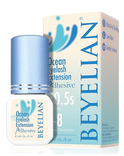 BEYELIAN Blue Eyelash Extension Glue 0.17fl.oz/5ml / 0.5Sec Drying Time/Retention – 7-8 Weeks/Blue Adhesive/Professional Hypoallergenic Formaldehyde-Free Lash Extension Glue Supplies