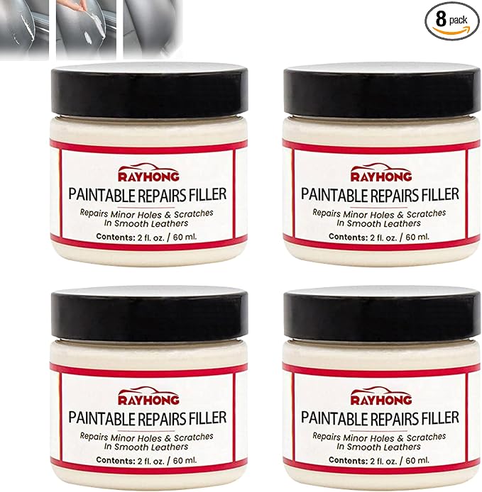 Alkyne Leather Filler,Leather Filling Paste,New Car Leather Filler Repair Cream,Leather Color Restorer Conditioner for Filling or Repairing Holes Scratches (4pcs)
