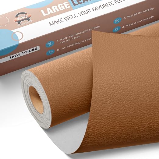 Leather Repair Kit for Furniture 16"x 31.5" Leather Tape Repair Patch Self Adhesive Sofa Vinyl Repair Patch Kit for Car Seat,Couch,Boat Seat,Chair - Light Brown