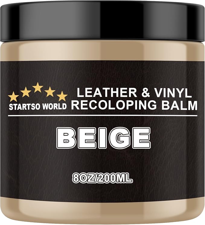 STARTSO WORLD Leather Recoloring Balm,Beige Leather Repair Kit for Furniture,Couches & Car Seats, Leather Paint, Leather Color Restorer, Leather Scratch Remover