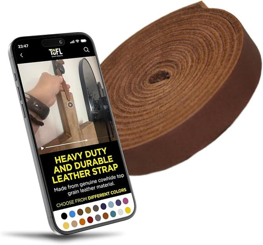 Leather Strap for Crafts & Jewelry | 72 Long × 5/8" Wide × 1/8" Thick (7-8oz) | Genuine Leather Strips for Crafts, Projects or Repairs - Medium Brown