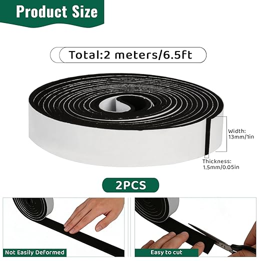 High Density Foam Tape - 1/2'' x 1/16'' x 13Ft Weatherproof Adhesive Prevent Condensation Heat Resistant Flame Retardant Weather Stripping Easy to Cut & Install & Remove for Car Doors Pipes Windows
