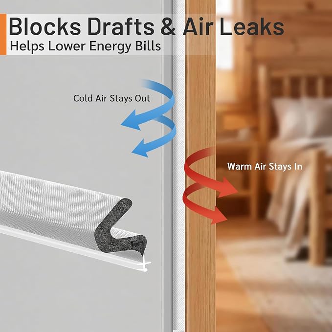 40FT Kerf V‑Shaped Weather Stripping Door Seal, Press‑in Seal for Pre‑Cut Slot Doors, Not Self‑Adhesive, Soundproof Draft Blocker for Exterior Front Doors, Fits Large Gaps, Easy DIY Install (White)